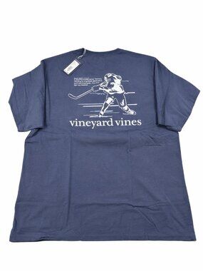 Vineyard Vines XXL Slap Shot Hockey Tee NWT Blue Graphic Pocket Shirt Mens